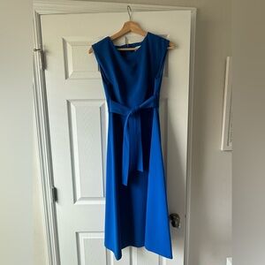 Calvin Klein Elegant Sleeveless Royal Blue Belted Midi Dress A line size 4